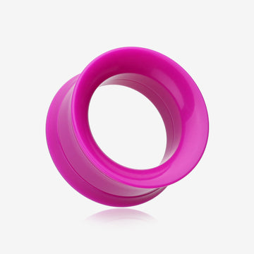 A Pair of Solid UV Smooth Flared Screw-Fit Ear Gauge Tunnel Plug-Purple